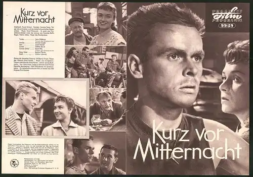 Filmprogramm PFP Nr. 99 /59, Kurz vor Mitternacht, Jana Ditetova, Eduard Cupak, Regie: Vaclav Krska