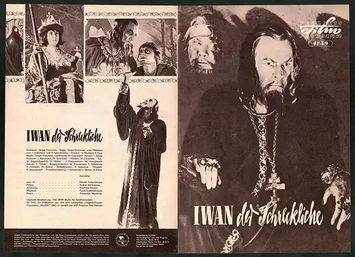 Filmprogramm PFP Nr. 47 /59, Iwan der Schreckliche, N. Tscherkassow, A. Abrikossow, Regie: S. Eisenstein