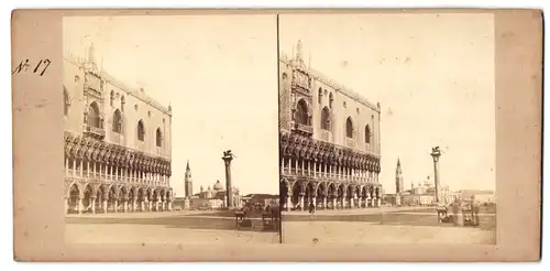 Stereo-Fotografie Fotograf unbekannt, Ansicht Venedig - Venezia, Marcusplatz mit Dogenpalast