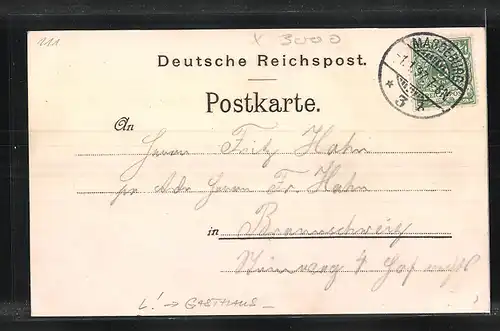 Lithographie Magdeburg, Gasthaus Würzburger Bürgerbräu, Innenansicht vom Speisesaal mit Billardsaal, Wappen
