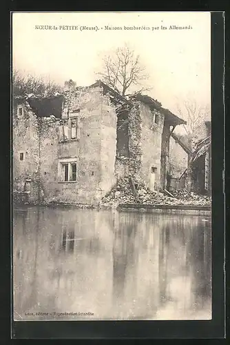 AK Koeur-la-Petite, am zerstörten haus am Ufer, Angriff der Deutschen