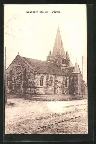 AK Rancourt, L`Eglise, auf der Strasse vor der Kirche