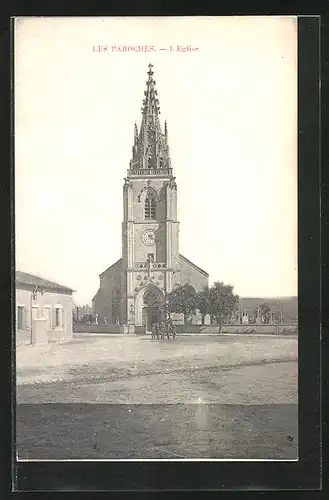 AK Les Paroches, L`Eglise, Soldaten auf dem Kirchenvorplatz