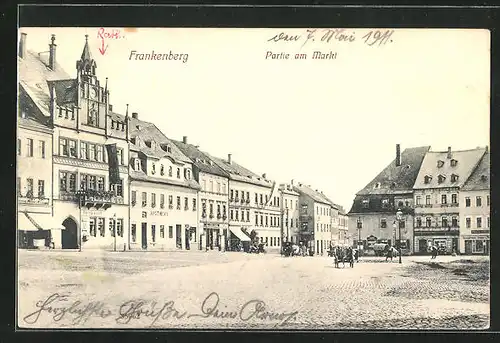 AK Frankenberg, Strasse am Markt mit Apotheke