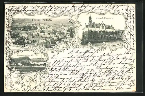 AK Olbernhau, Teilansicht, Kaiserliches Postamt, Leubnitz-Dörfel
