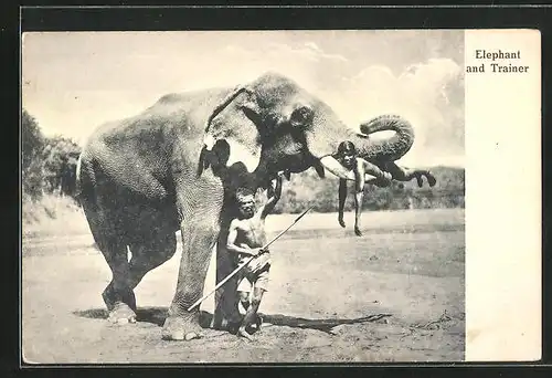 AK Elephant and Trainer, Dressierter Elefant