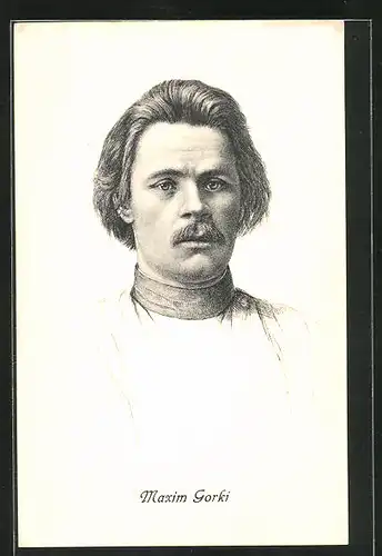 AK Maxim Gorki, Portrait des russischen Schriftstellers