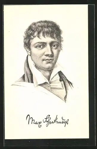 AK Maximillian von Schenkendorf, Portrait des jungen lyrischen Dichters