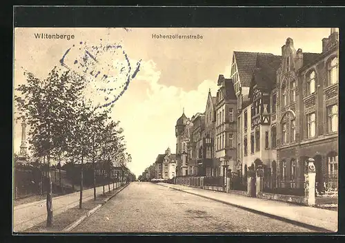 AK Wittenberge, Hohenzollernstrasse mit Bäumen