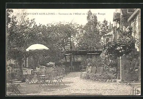 AK Montigy-sur-Loing, Terrasse de l`Hôtel de la Vanne Rouge