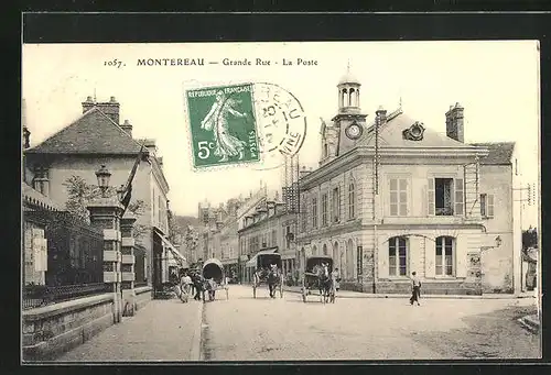 AK Montereau, Grande Rue, La Poste