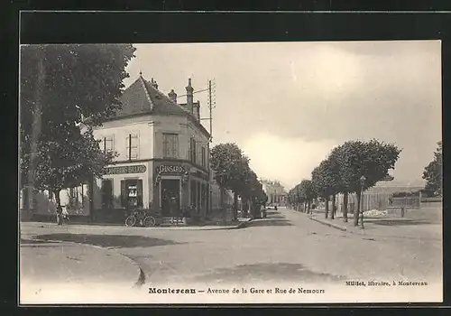 AK Montereau, Avenue de la Gare et Rue de Nemours