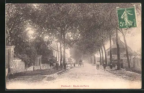 AK Pontault, Route de Paris, Pferdekutsche auf der Strasse