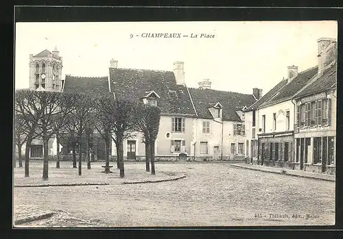 AK Champeaux, la Place, Platzpartie mit Blick zur Kirche