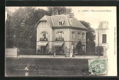 AK Lagny, Villa au bord de la Marne