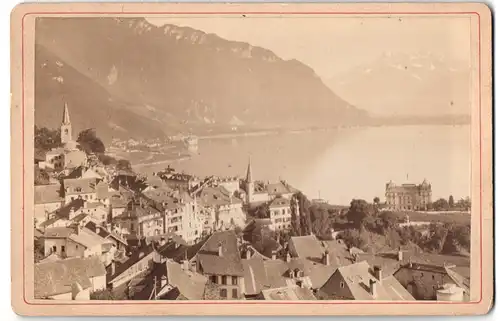 Fotografie C. Marmillod, Montreux, Ansicht Montreux, Teilanischt der Ortschaft mit Bergen