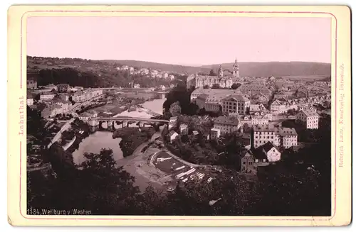 Fotografie Heinrich Lautz, Darmstadt, Ansicht Weilburg, Blick auf die Stadt mit Lahnpartie