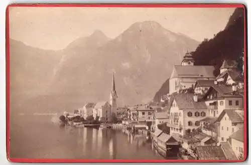 Fotografie A. Elsenwenger, Goisern, Ansicht Hallstatt, Ortspartie am See mit Kirche