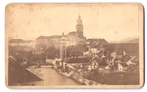 Fotografie Fr. Polak, Böhm. Krumau, Ansicht Böhmisch Krumau, Teilansicht der Ortschat mit Blick zum Schloss