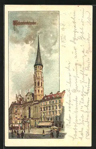 Künstler-AK Wien, Blick auf die Michaelerkirche
