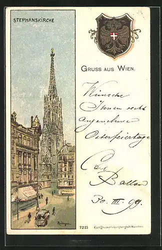 Künstler-AK Wien, Blick auf die Stephanskirche
