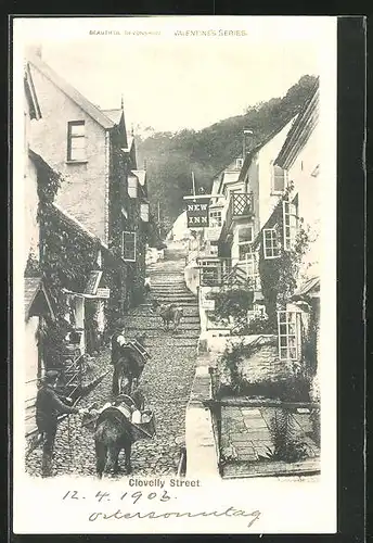 AK Clovelly, High Street, datiert 1903