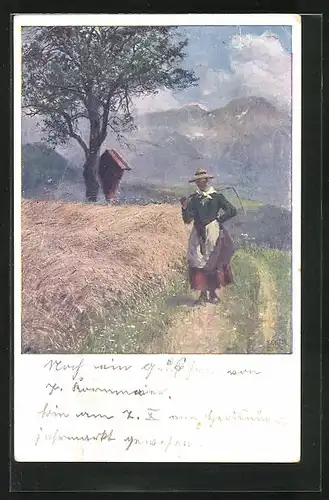 Künstler-AK Karl Friedrich Gsur: Erntezeit