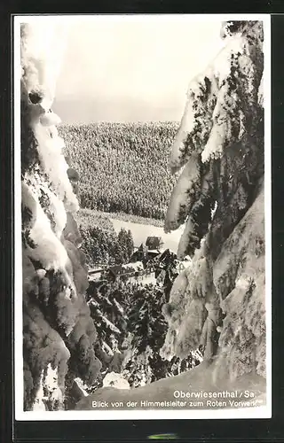 AK Oberwiesenthal, Blick von der Himmelsleiter zum Roten Vorwerk