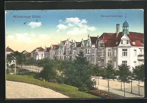 AK Wittenberge a. d. Elbe, Hohenzollernstrasse mit Gebäuden