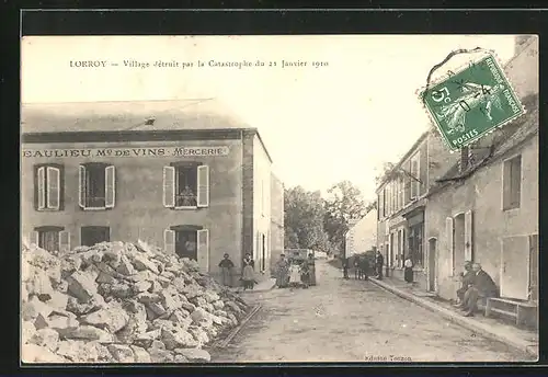 AK Lorroy, Village detruit par la Catastrophe du 21 Janvier 1910