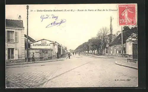 AK Brie-Comte-Robert, Route de Paris et Rue de la Chaussee