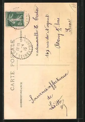 AK Lumigny, La Poste et Morronnier centenaire