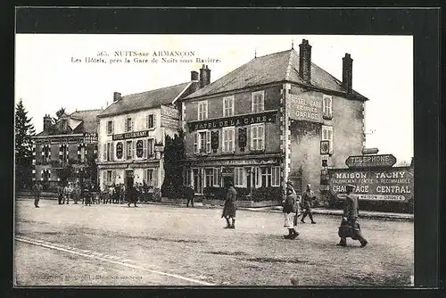 AK Nuits-sur-Armancon, Les Hôtels, près la Gare de Nuits sous Ravières