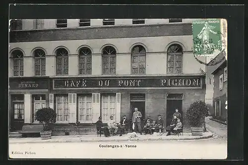 AK Coulanges-sur-Yonne, Café du Pont Pichon