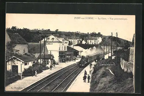 AK Pont-sur-Yonne, La Gare, Vue panoramique, Bahnhof