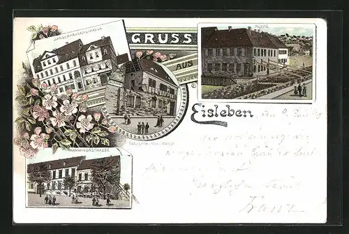 Lithographie Eisleben, Sangerhäuserstrasse, Rammthorstrasse, Klippe