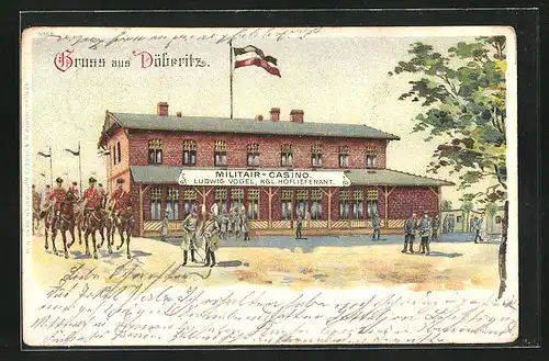 Lithographie Döberitz, Restaurant Militair-Casino von Ludwig Vogel