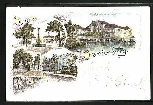 Lithographie Oranienburg, Landwirtschaft. Lehranstalt, Königl. Schullehrer-Seminar