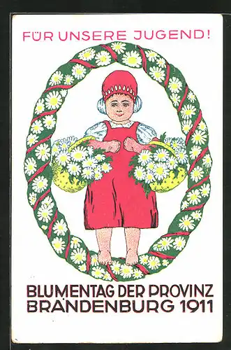 Künstler-AK Brandenburg, Blumentag der Provinz Brandenburg 1911, Mädchen mit Blumenkörben
