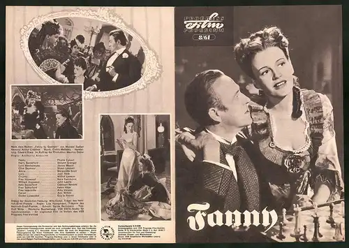 Filmprogramm PFP Nr. 8 /61, Fanny, Phyllis Calvert, Stewart Granger, Regie: Anthony Asquith