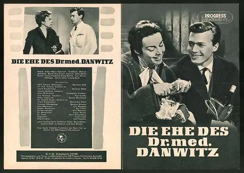Filmprogramm PFI Nr. 71 /56, Die Ehe des Dr. med. Danwitz, Marianne Koch, Karlheinz Böhm, Regie: A. M. Rabenalt