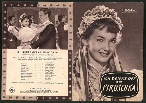 Filmprogramm PFI Nr. 113 /56, Ich denke oft an Piroschka, Liselotte Pulver, Gunnar Möller, Regie: Kurt Hoffmann