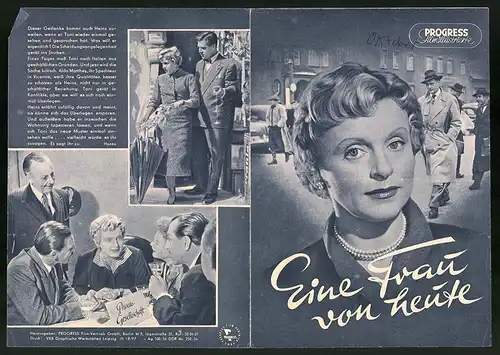 Filmprogramm PFI, Eine Frau von heute, Luise Ullrich, Curd Jürgens, Regie: Paul Verhoeven