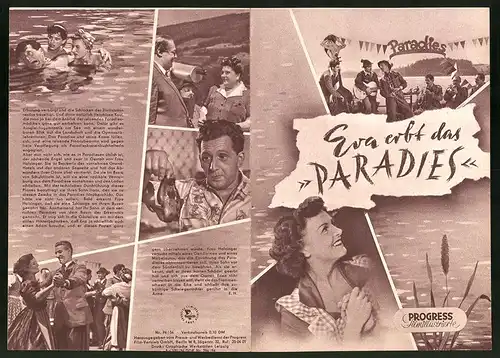 Filmprogramm PFI Nr. 74 /54, Eva erbt das Paradies, Maria Andergast, Annie Rosar, Regie: Franz Antel