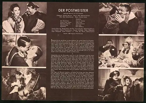 Filmprogramm PFI Nr. 68 /57, Der Postmeister, Heinrich George, Hilde Krahl, Regie: Gustav Ucicky