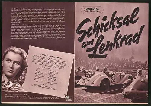 Filmprogramm PFI Nr. 44 /54, Schicksal am Lenkrad, Winfried Schatz, Traute Wassler, Regie: Aldo Vergano