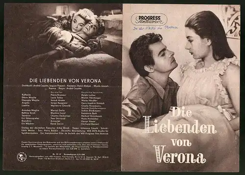 Filmprogramm PFI Nr. 53 /57, Die Liebenden von Verona, Pierre Brasseur, Louis Salou, Regie: André Cayatte