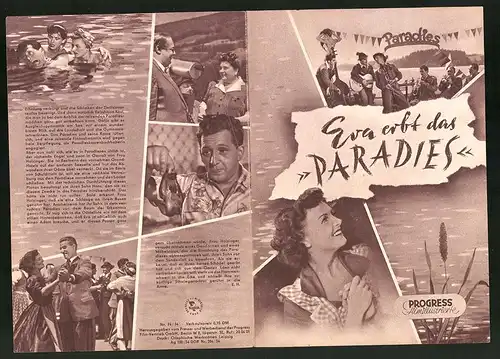 Filmprogramm PFI Nr. 74 /54, Eva erbt das Paradies, Maria Andergast, Annie Rosar, Regie: Franz Antel
