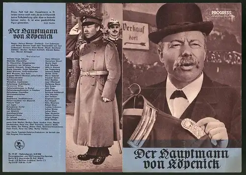 Filmprogramm PFI Nr. 19 /57, Der Hauptmann von Köpenick, Heinz Rühmann, Hannelore Schroth, Regie: Helmut Käutner