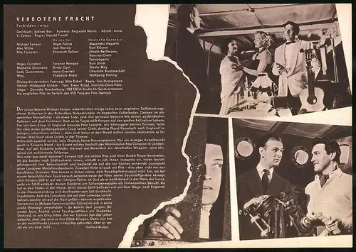 Filmprogramm PFI Nr. 40 /57, Verbotene Fracht, Nigel Patrick, Jack Warner, Regie: Harold French